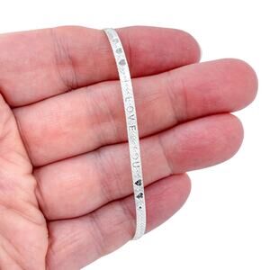 Estate Italy Sterling Silver 925 Reversible Herringbone Love Bracelet 7.5"